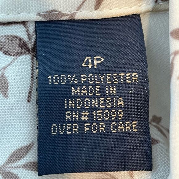 Vintage Laura Scott Floral Print Blouse Ivory Brown Long Sleeve Button Down Shir - Picture 7 of 8